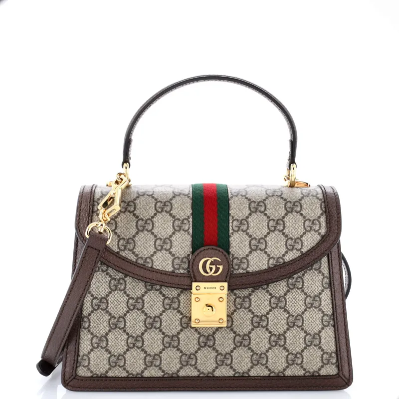 Pre-Loved Gucci Ophidia Flap Top Handle Bag GG Coated Canvas Small sold by Zulily