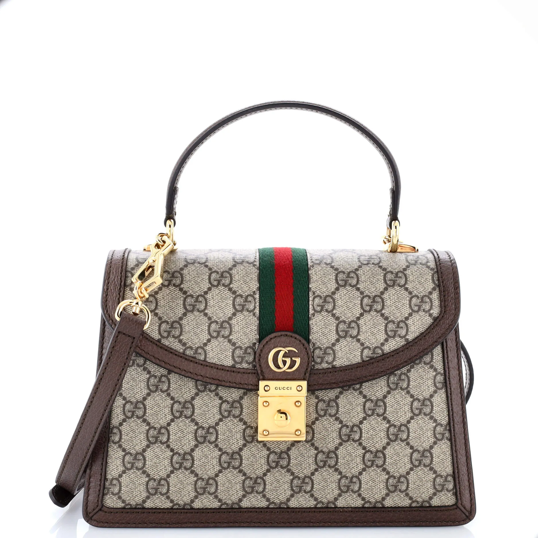 Pre-Loved Gucci Ophidia Flap Top Handle Bag GG Coated Canvas Small sold by Zulily