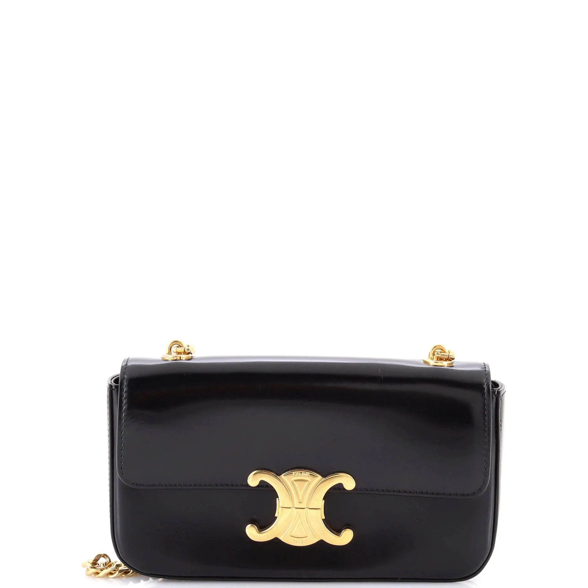 Pre-Loved Celine Triomphe Chain Shoulder Bag Leather Small sold by Zulily