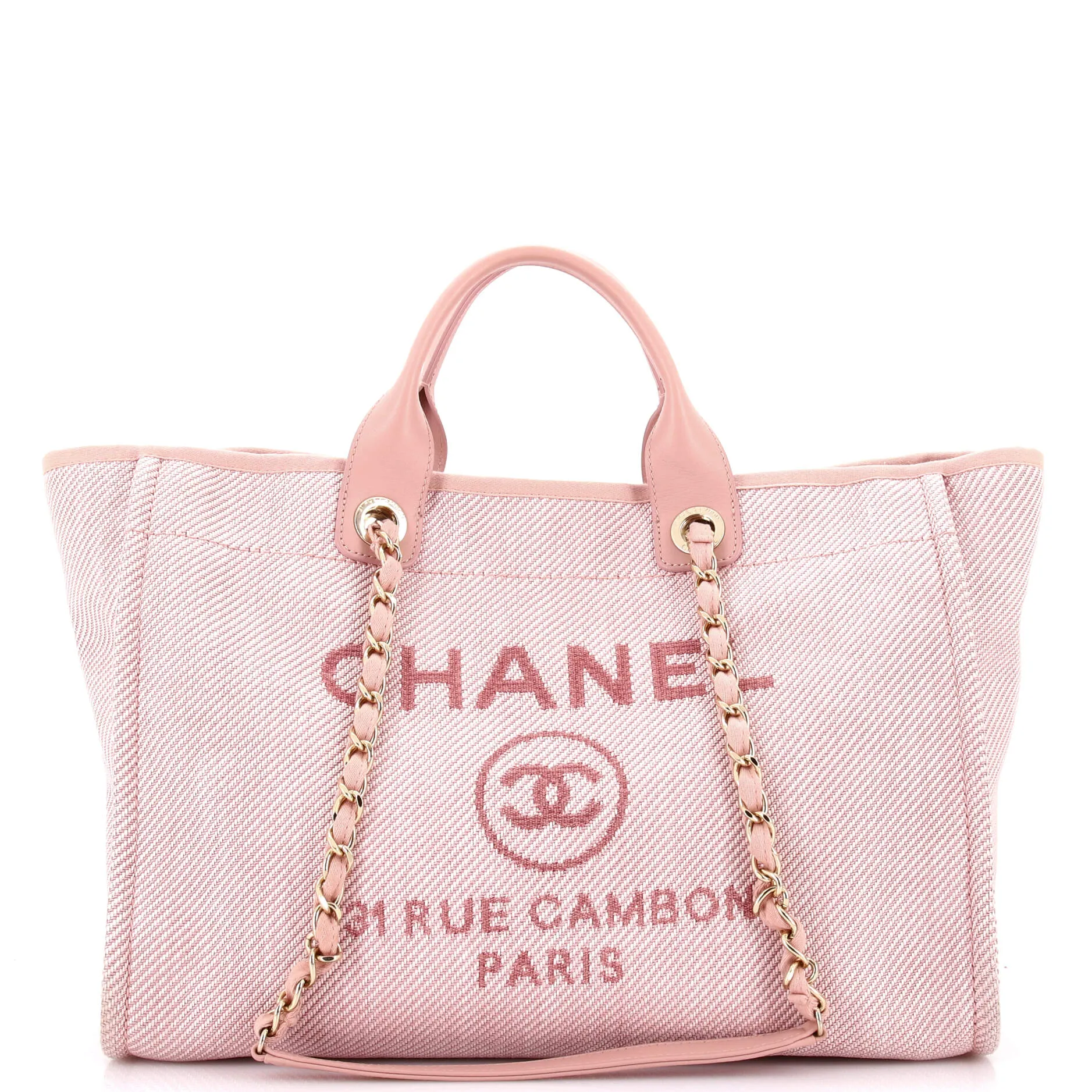 Pre-Loved Chanel Deauville Tote Mixed Fibers Medium sold by Zulily