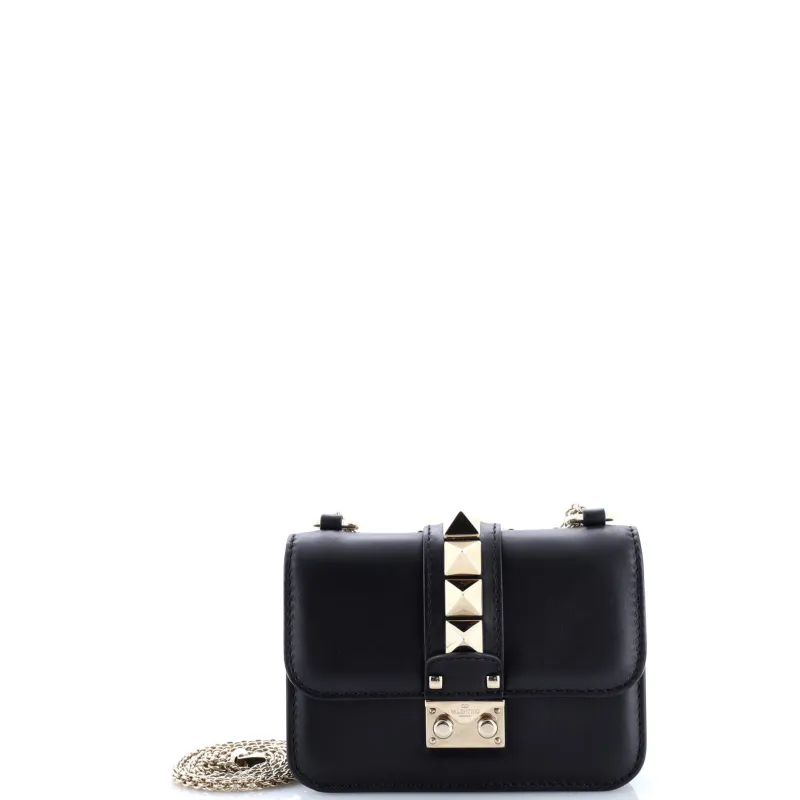 Pre-Loved Valentino Glam Lock Shoulder Bag Leather Mini sold by Zulily