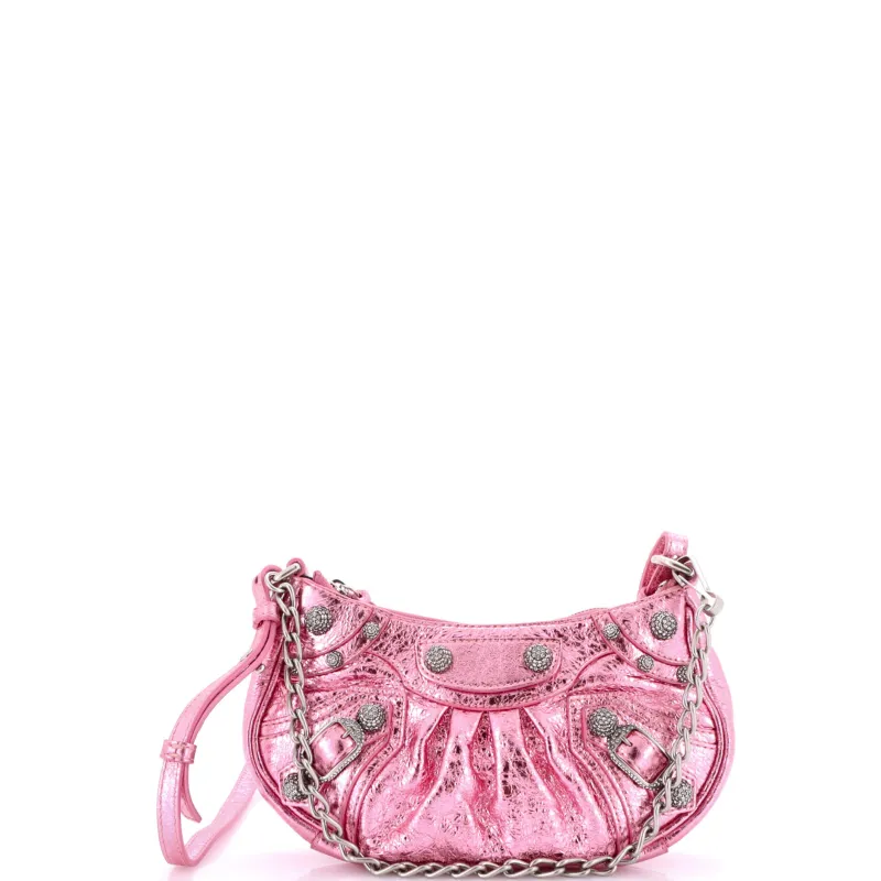 Pre-Loved Balenciaga Le Cagole Giant Studs Shoulder Bag Leather with Crystals Mini sold by Zulily