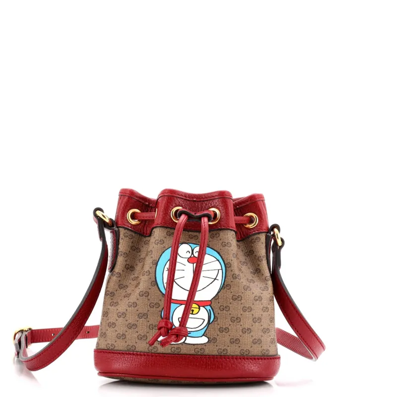 Pre-Loved Gucci Doraemon Bucket Bag Printed Mini GG Coated Canvas Mini made by Gucci