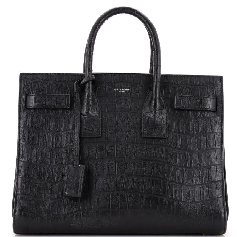 Pre-Loved Saint Laurent Sac de Jour Bag Crocodile Embossed Leather Small sold by Zulily