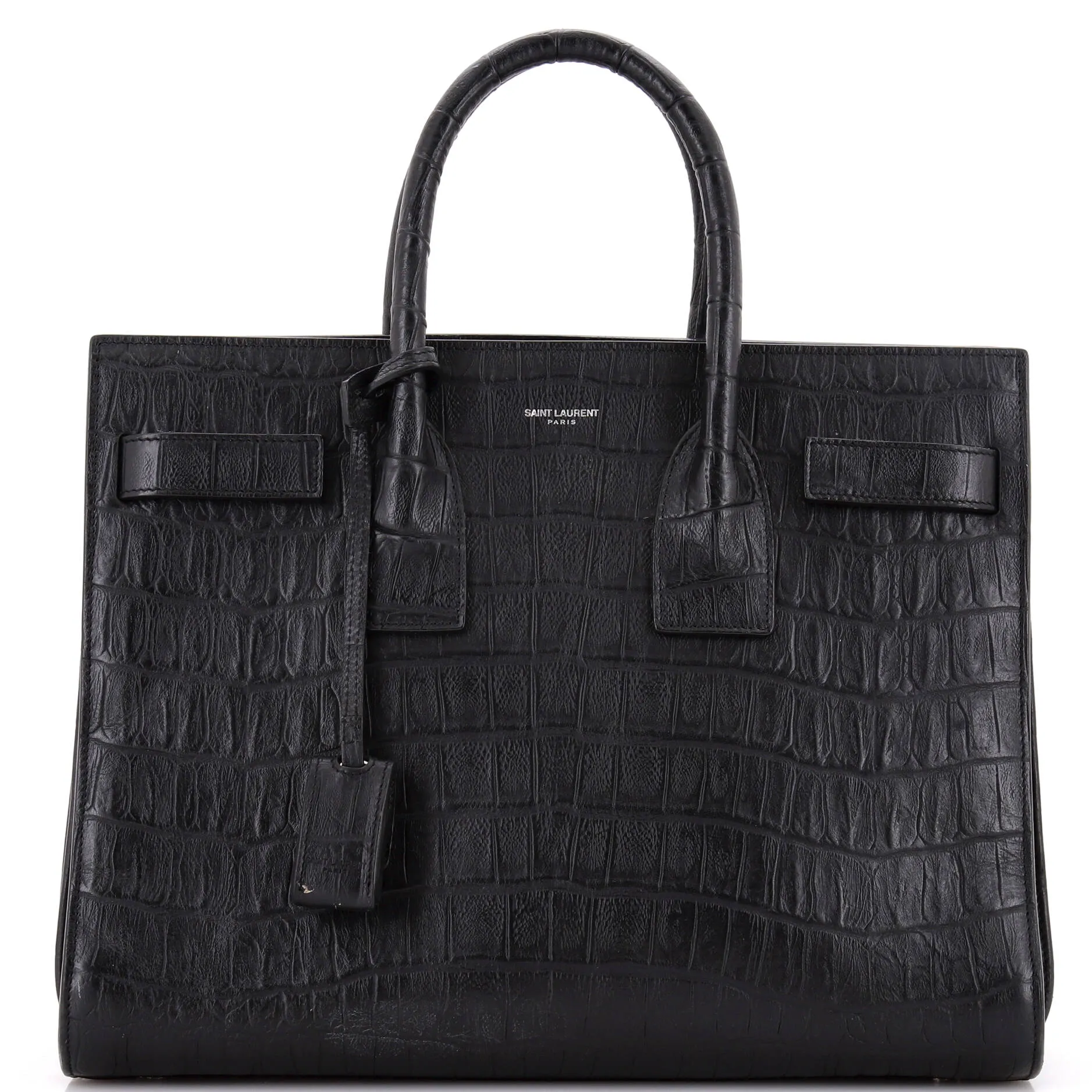 Pre-Loved Saint Laurent Sac de Jour Bag Crocodile Embossed Leather Small sold by Zulily