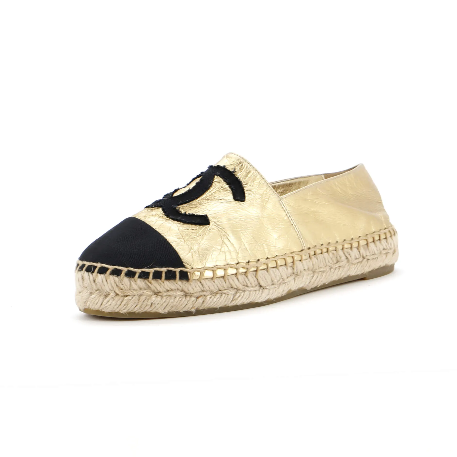 Pre-Loved Chanel Women's CC Cap Toe Espadrilles Leather sold by Zulily