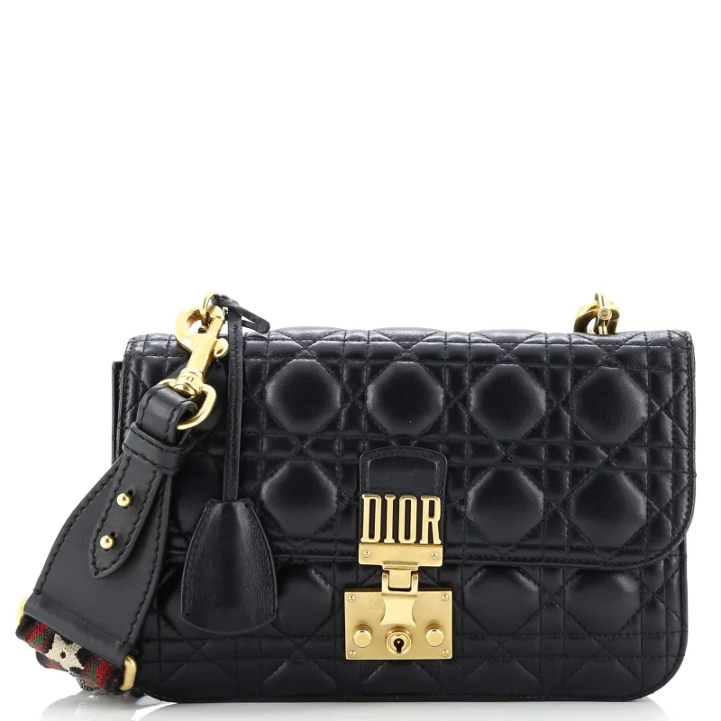 Pre-Loved Christian Dior Dioraddict Flap Bag with Strap Cannage Quilt Lambskin Medium sold by Zulily
