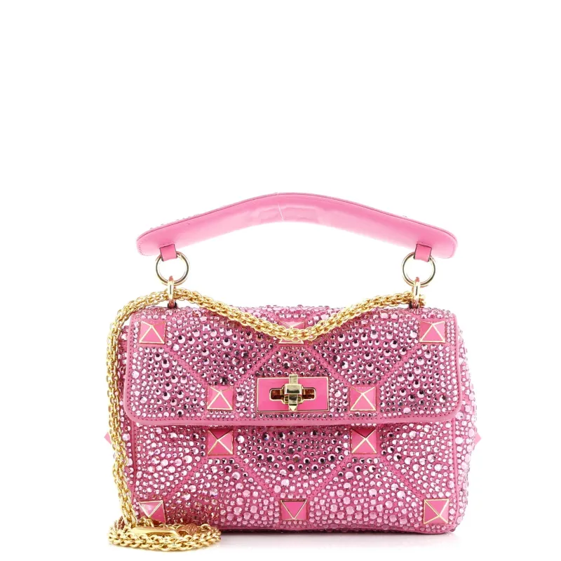 Pre-Loved Valentino Roman Stud Flap Bag Embellished Suede Medium sold by Zulily