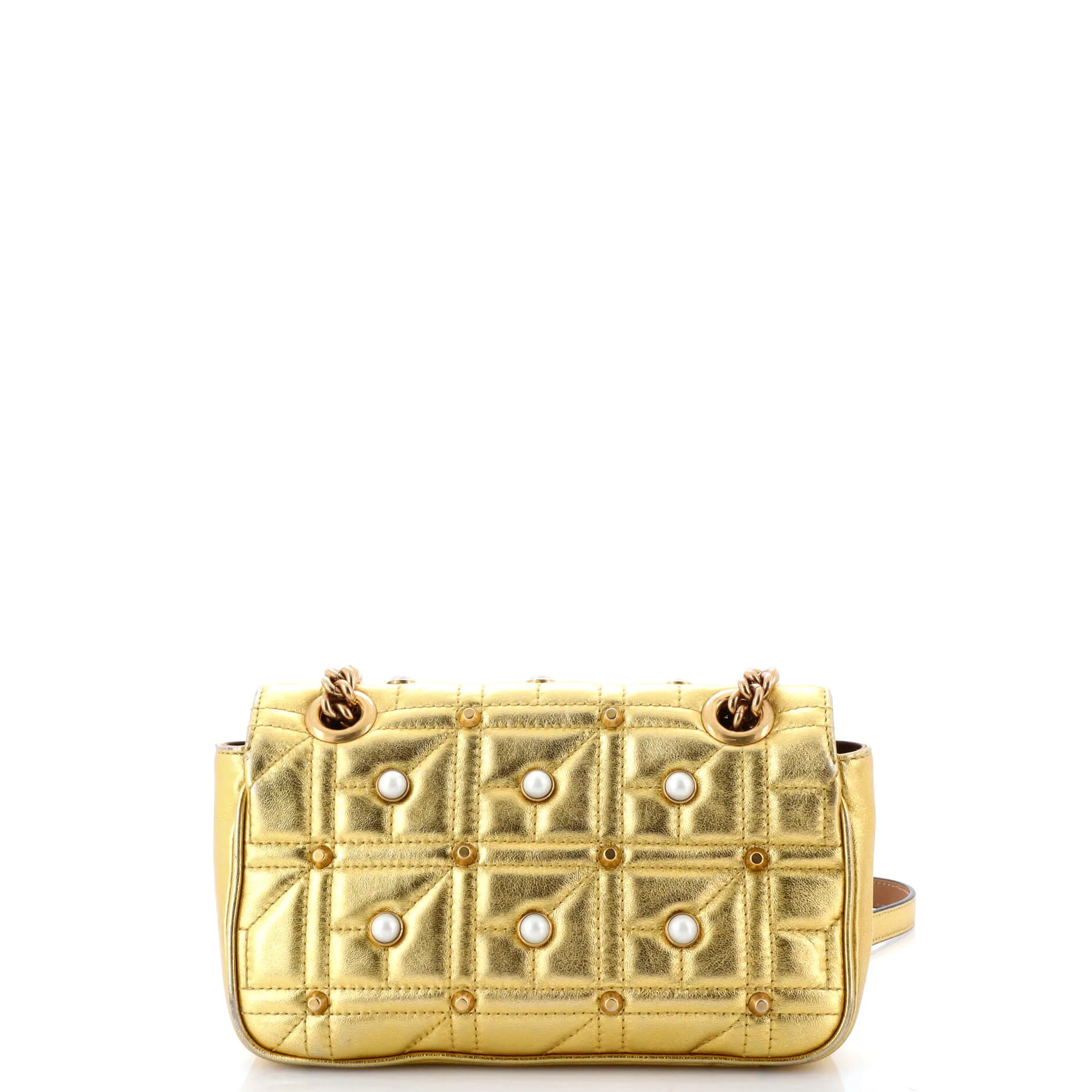 Pre-Loved Gucci Pearly GG Marmont Flap Bag Embellished Matelasse Leather Small sold by Zulily product image thumbnail 3