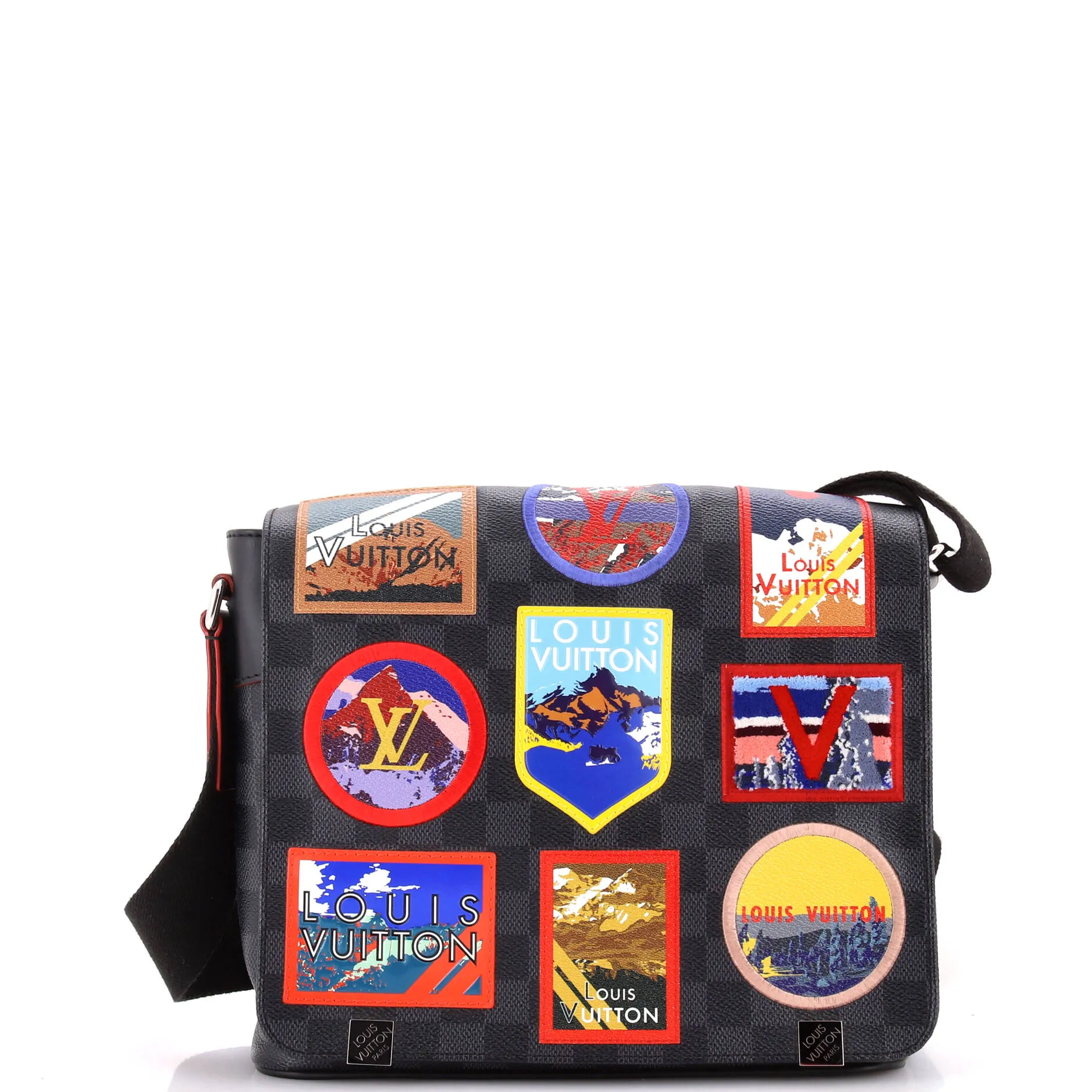 Pre-Loved Louis Vuitton District NM Messenger Bag Alps Patches Damier Graphite PM sold by Zulily