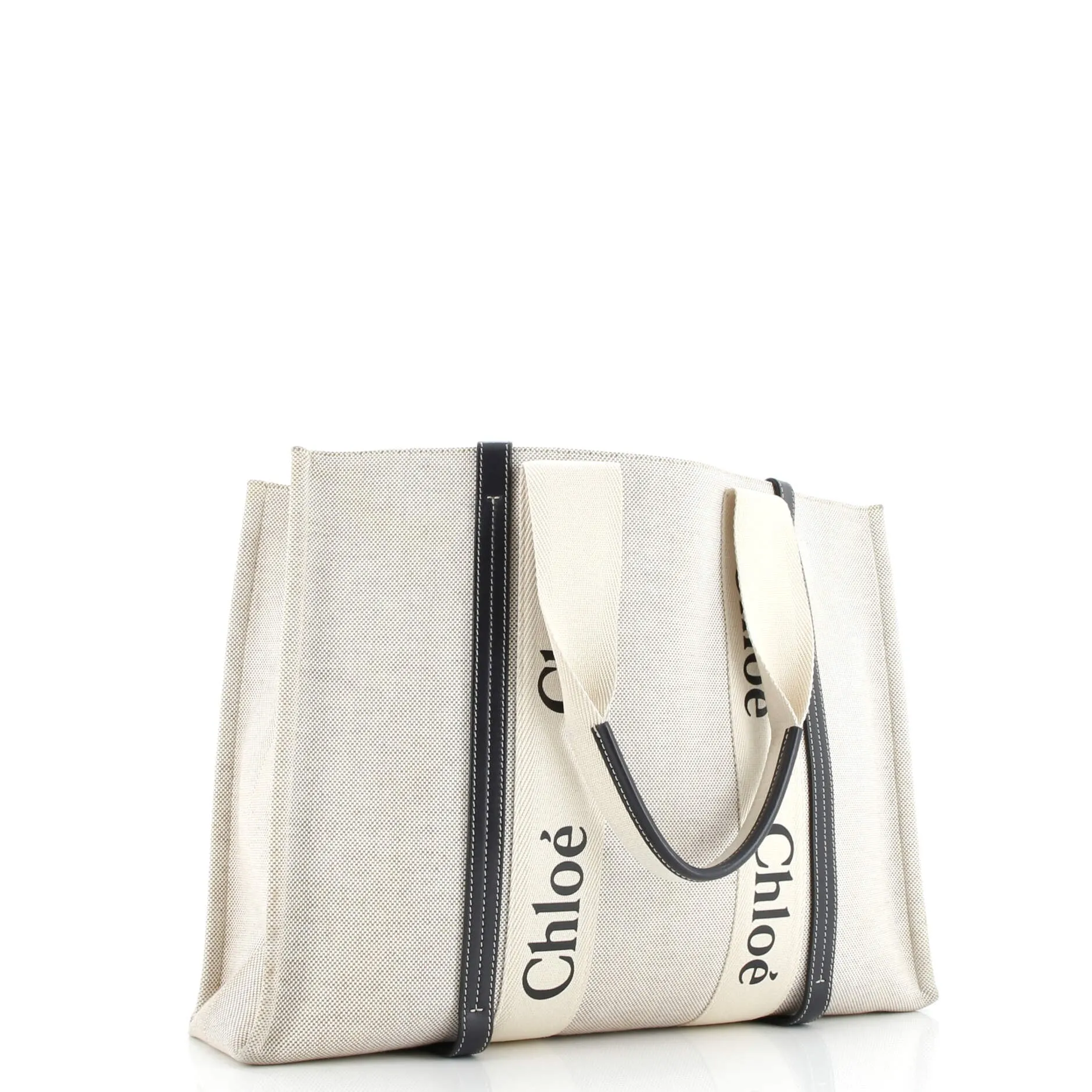 Pre-Loved Chloe Woody Tote Canvas with Leather Medium sold by Zulily product image thumbnail 2