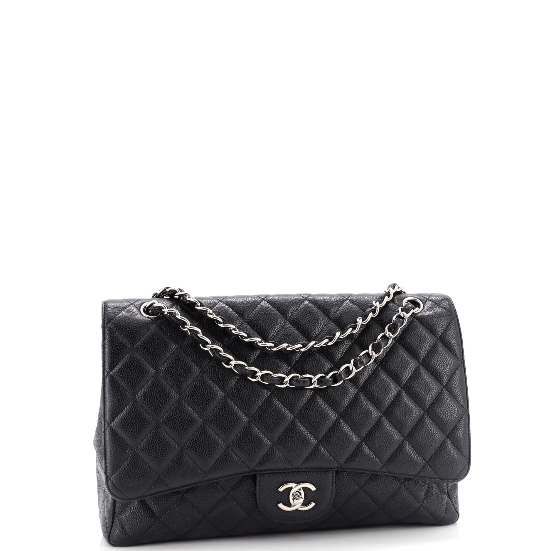 Pre-Loved Chanel Classic Single Flap Bag Quilted Caviar Maxi sold by Zulily product image thumbnail 3