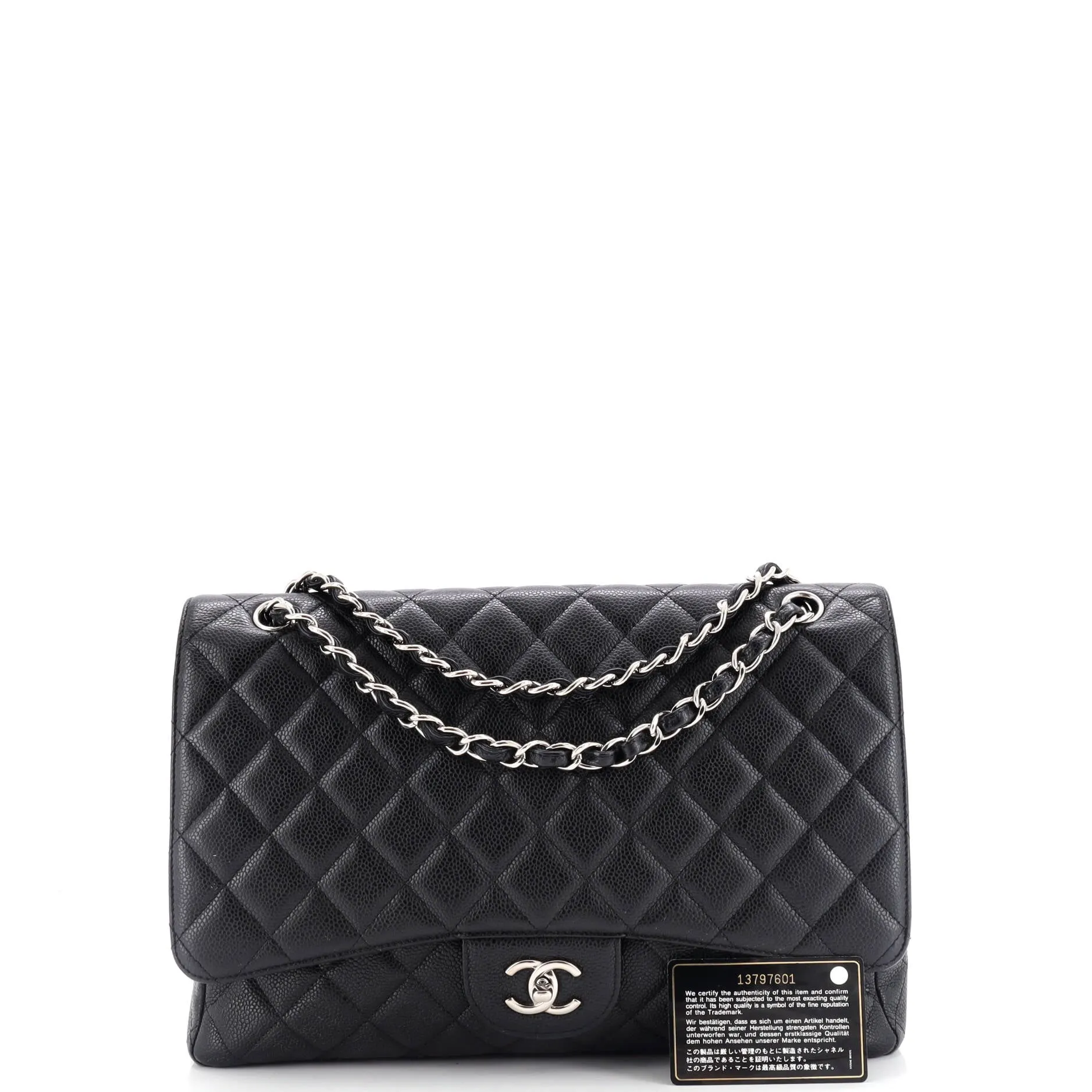 Pre-Loved Chanel Classic Single Flap Bag Quilted Caviar Maxi sold by Zulily product image thumbnail 2