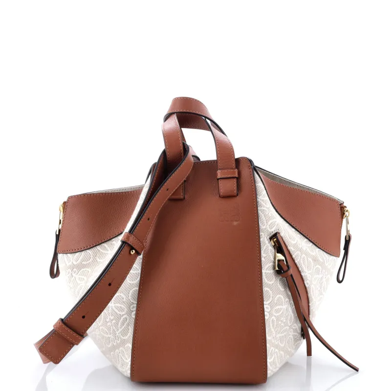 Pre-Loved Loewe Hammock Bag Leather and Anagram Jacquard Small sold by Zulily