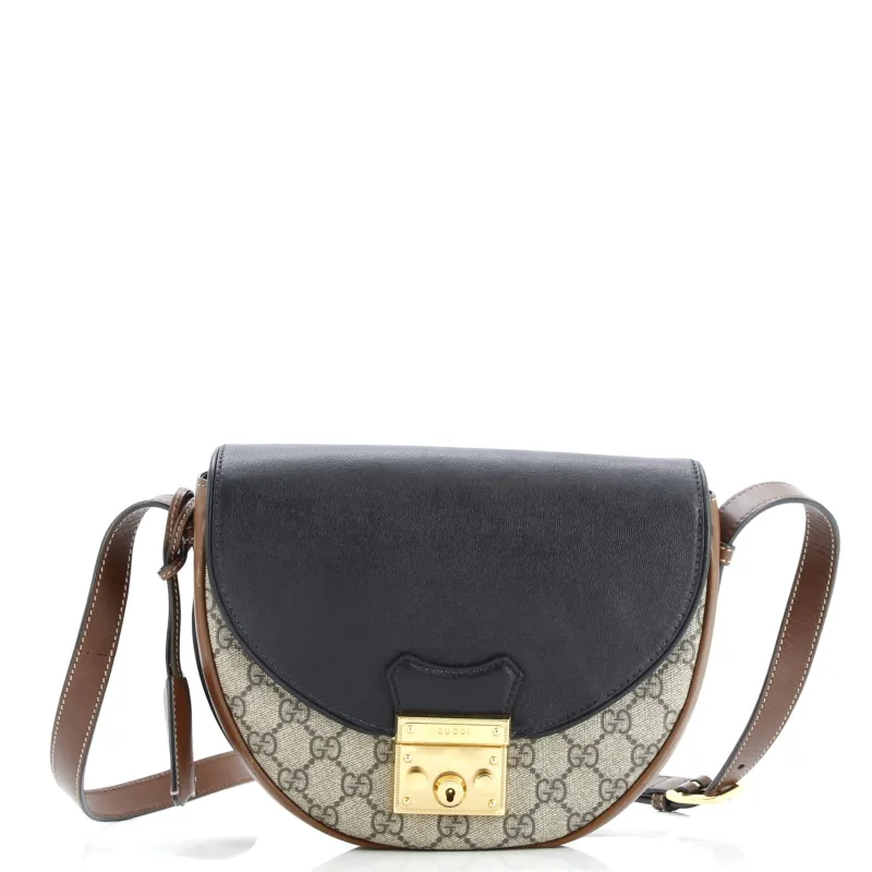 Pre-Loved Gucci Padlock Saddle Shoulder Bag GG Coated Canvas and Leather Small sold by Zulily