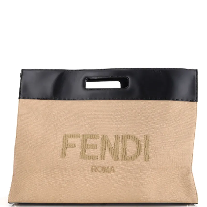 Pre-Loved Fendi Cut Out Handle Shopper Tote Canvas Large sold by Zulily