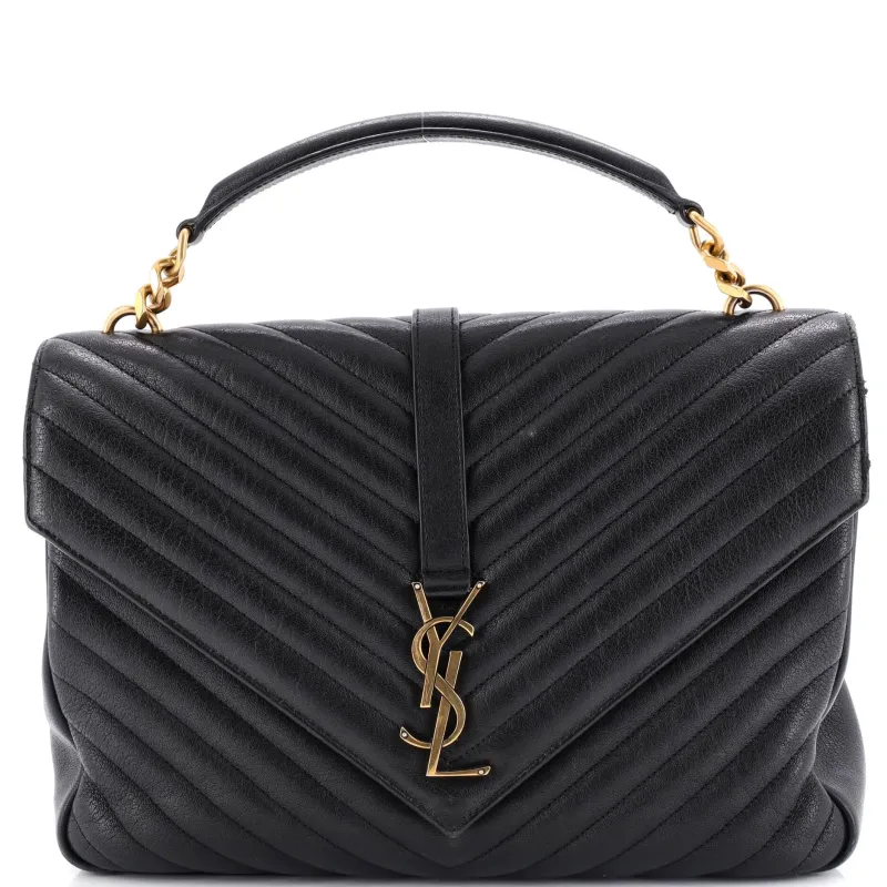 Pre-Loved Saint Laurent Classic Monogram College Bag Matelasse Chevron Leather Large sold by Zulily