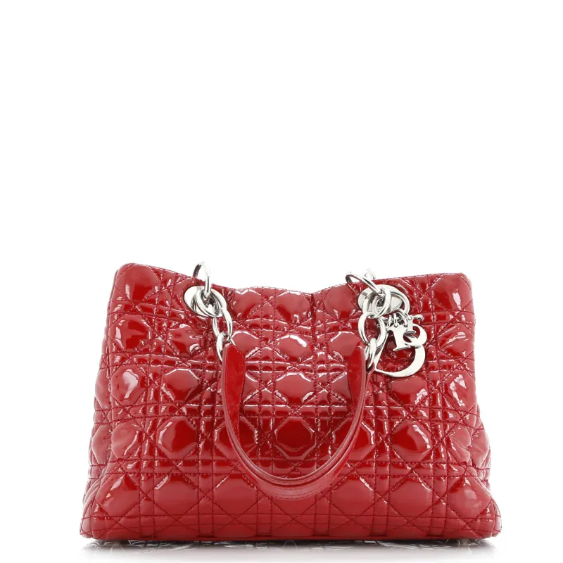 Pre-Loved Christian Dior Soft Shopping Tote Cannage Quilt Patent Small sold by Zulily