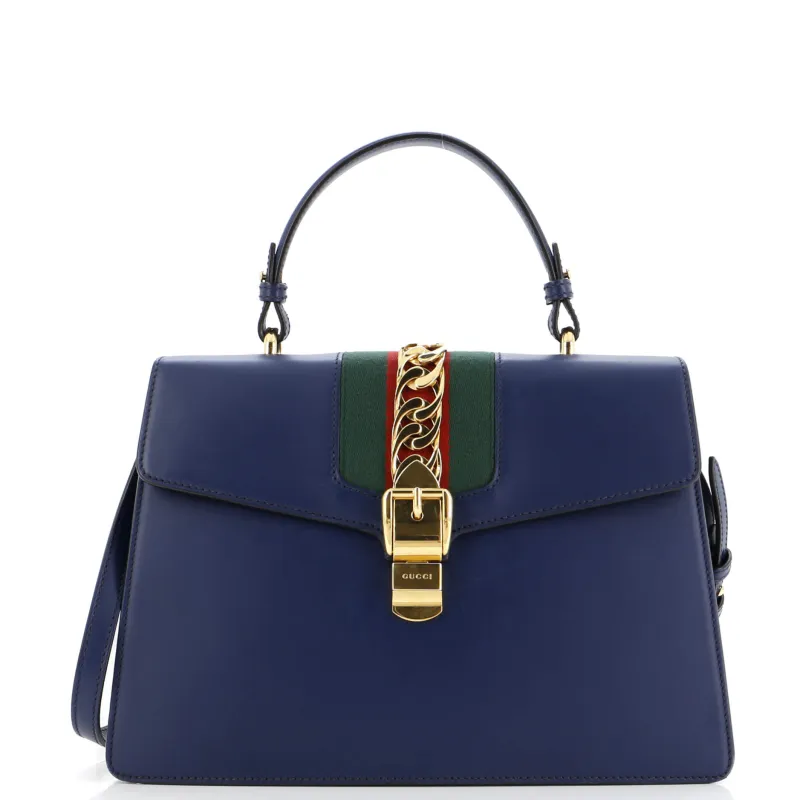 Pre-Loved Gucci Sylvie Top Handle Bag Leather Medium sold by Zulily