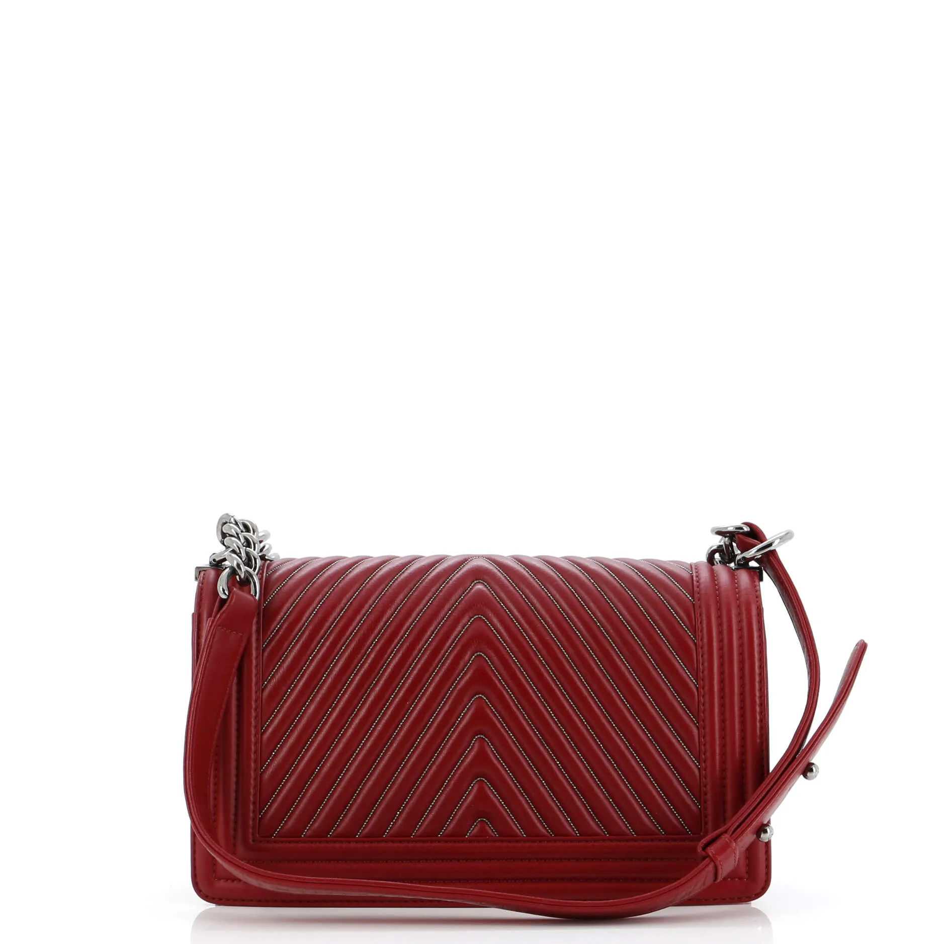 Pre-Loved Chanel Boy Flap Bag Chevron Calfskin with Micro Chain Detail Old Medium sold by Zulily product image thumbnail 3