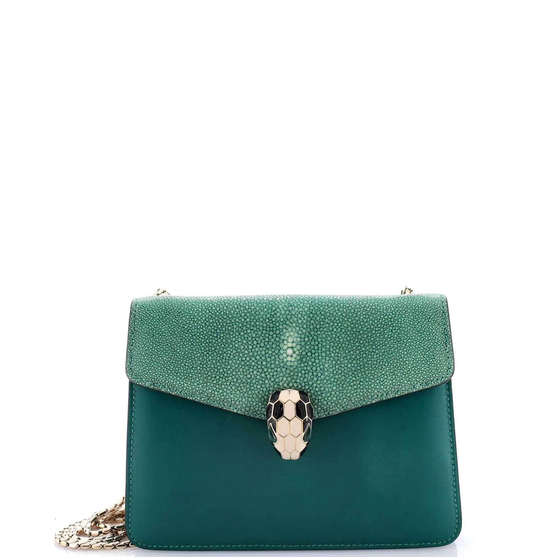 Pre-Loved Bvlgari Serpenti Forever Square Shoulder Bag Leather and Stingray Small sold by Zulily