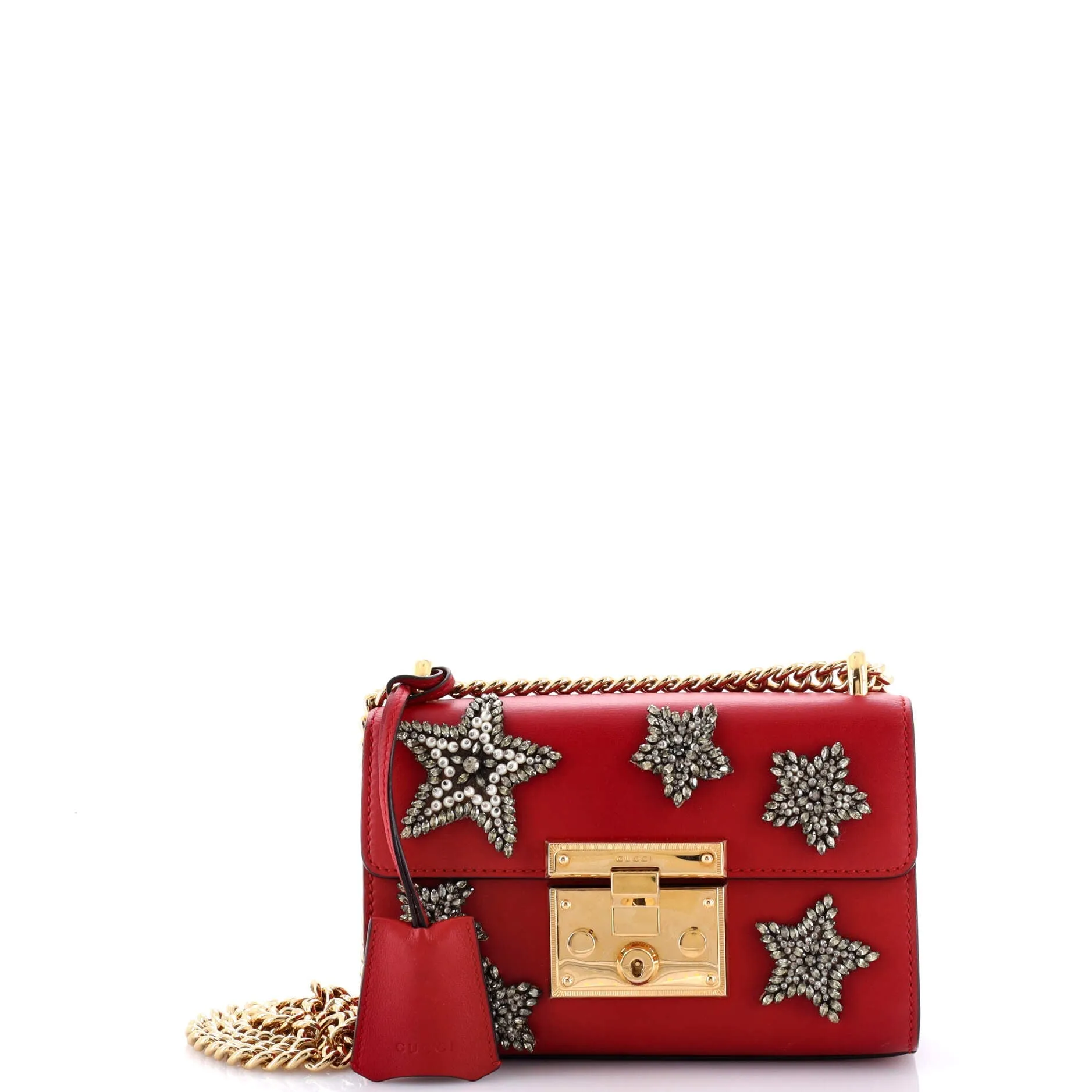 Pre-Loved Gucci Padlock Shoulder Bag Embellished Leather Small sold by Zulily