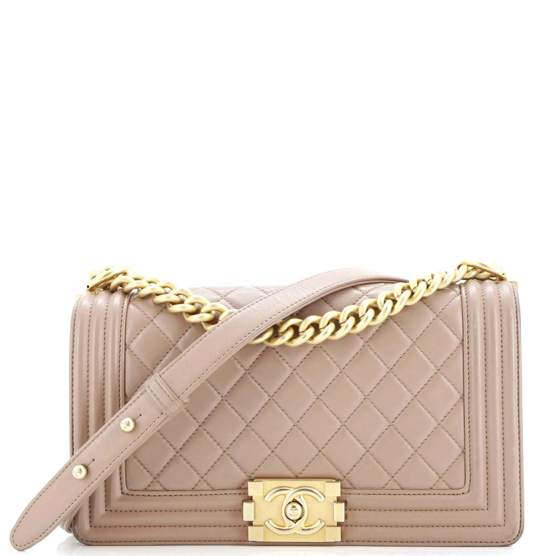 Pre-Loved Chanel Boy Flap Bag Quilted Lambskin Old Medium sold by Zulily