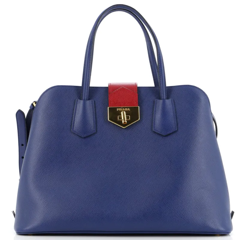 Pre-Loved Prada Convertible Turnlock Flap Promenade Bag Saffiano Leather Medium sold by Zulily