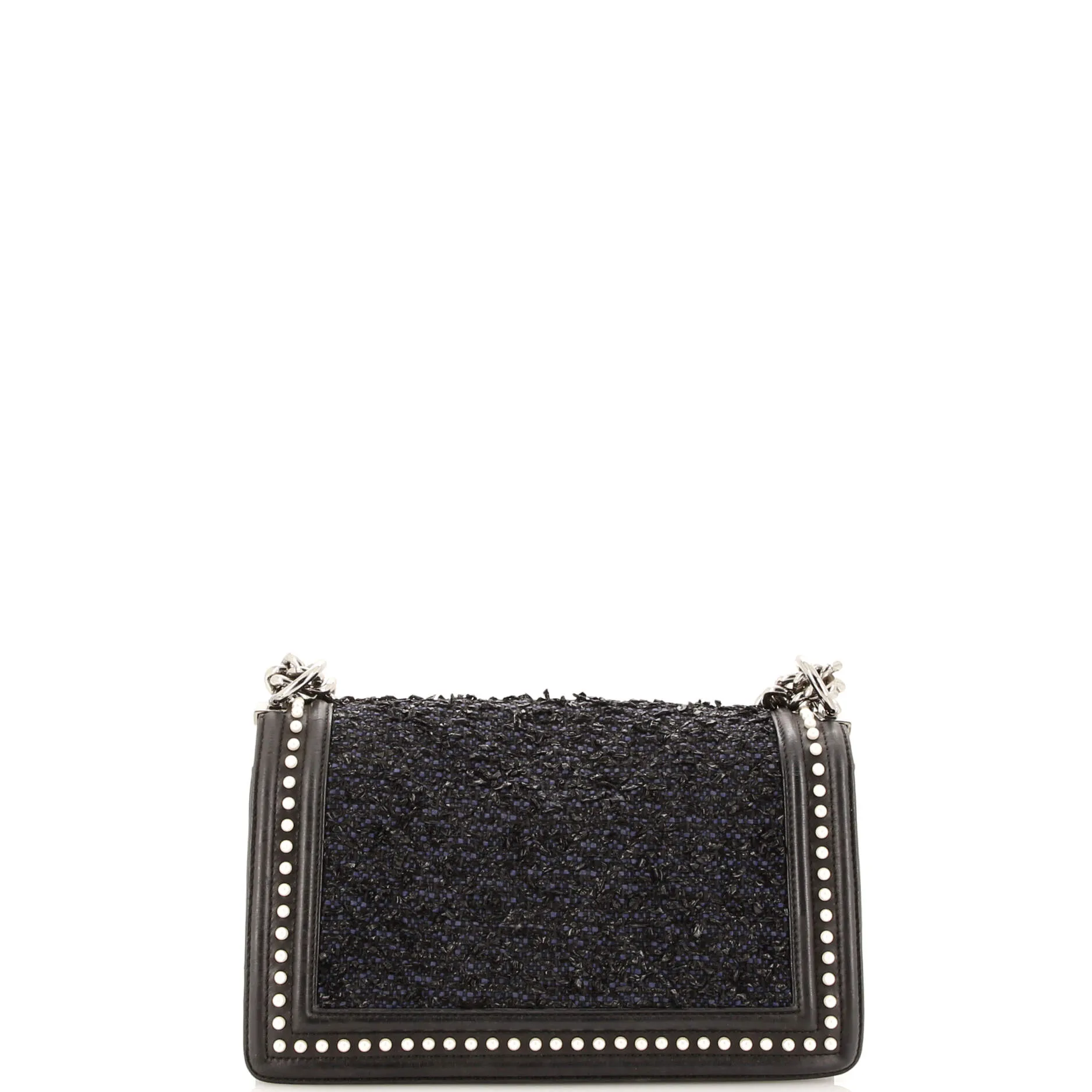 Pre-Loved Chanel Boy Flap Bag Quilted Tweed with Pearl Embellished Calfskin Old Medium sold by Zulily product image thumbnail 3