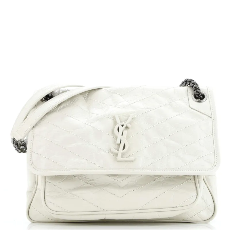 Pre-Loved Saint Laurent Niki Chain Flap Bag Matelasse Chevron Leather Medium sold by Zulily