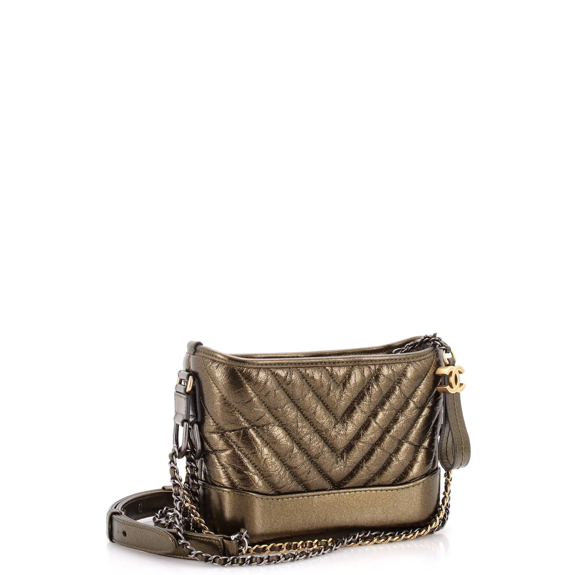 Pre-Loved Chanel Gabrielle Hobo Chevron Metallic Aged Calfskin Small sold by Zulily product image thumbnail 3