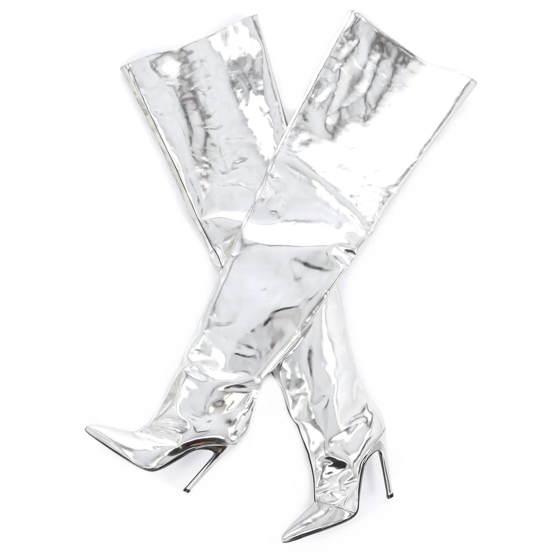 Pre-Loved Balenciaga All The Time Over the Knee Boots Metallic Leather sold by Zulily product image thumbnail 5