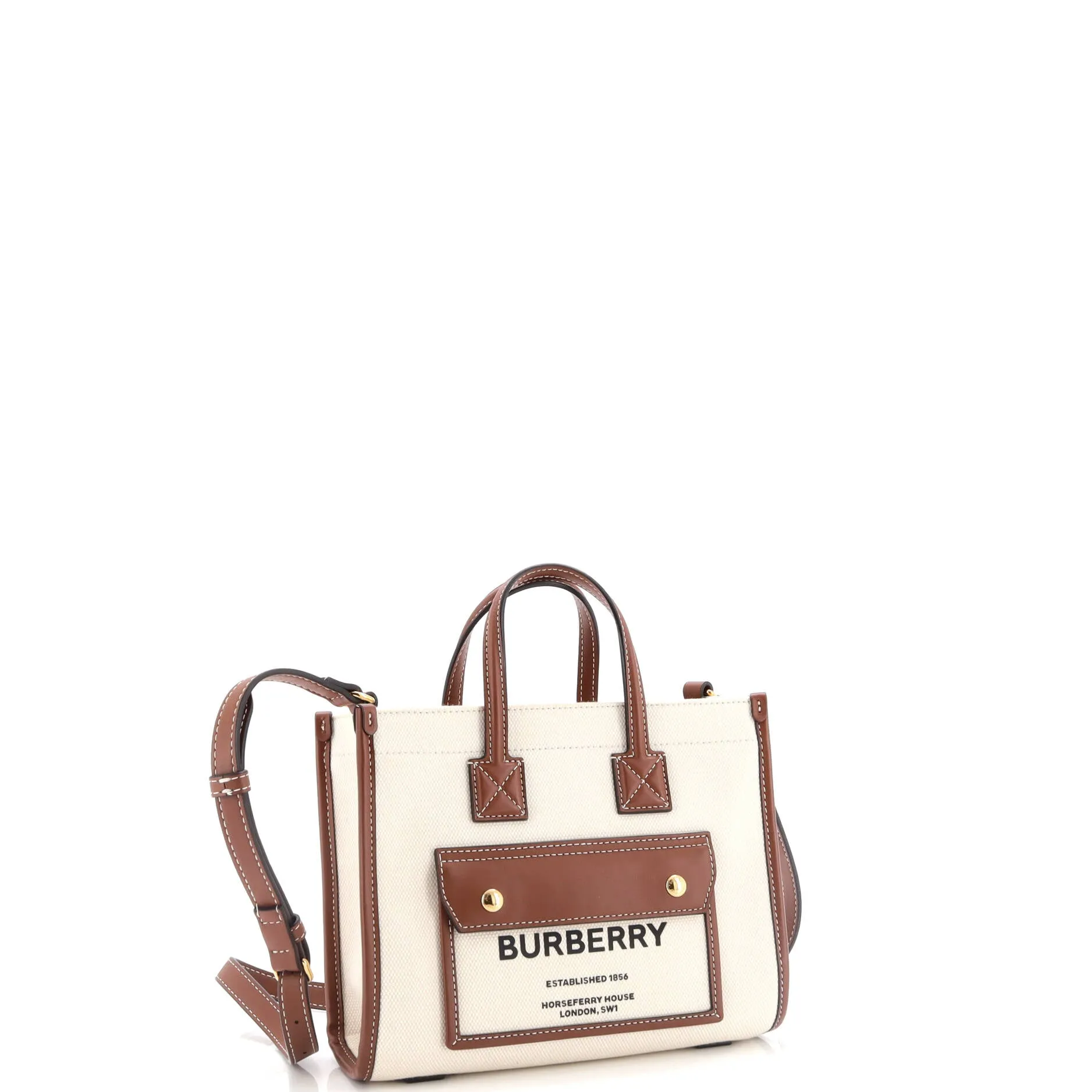 Pre-Loved Burberry Freya Shopping Tote Canvas with Leather Mini sold by Zulily product image thumbnail 2