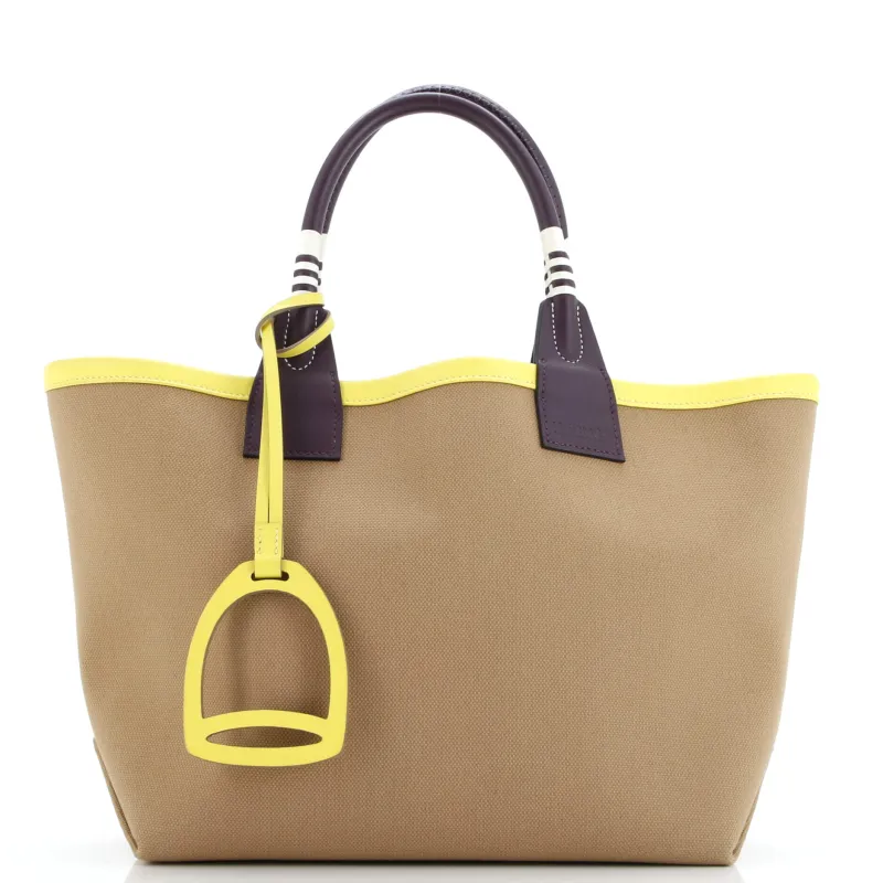 Pre-Loved Hermes Sac Steeple Tote Toile with Leather 25 sold by Zulily