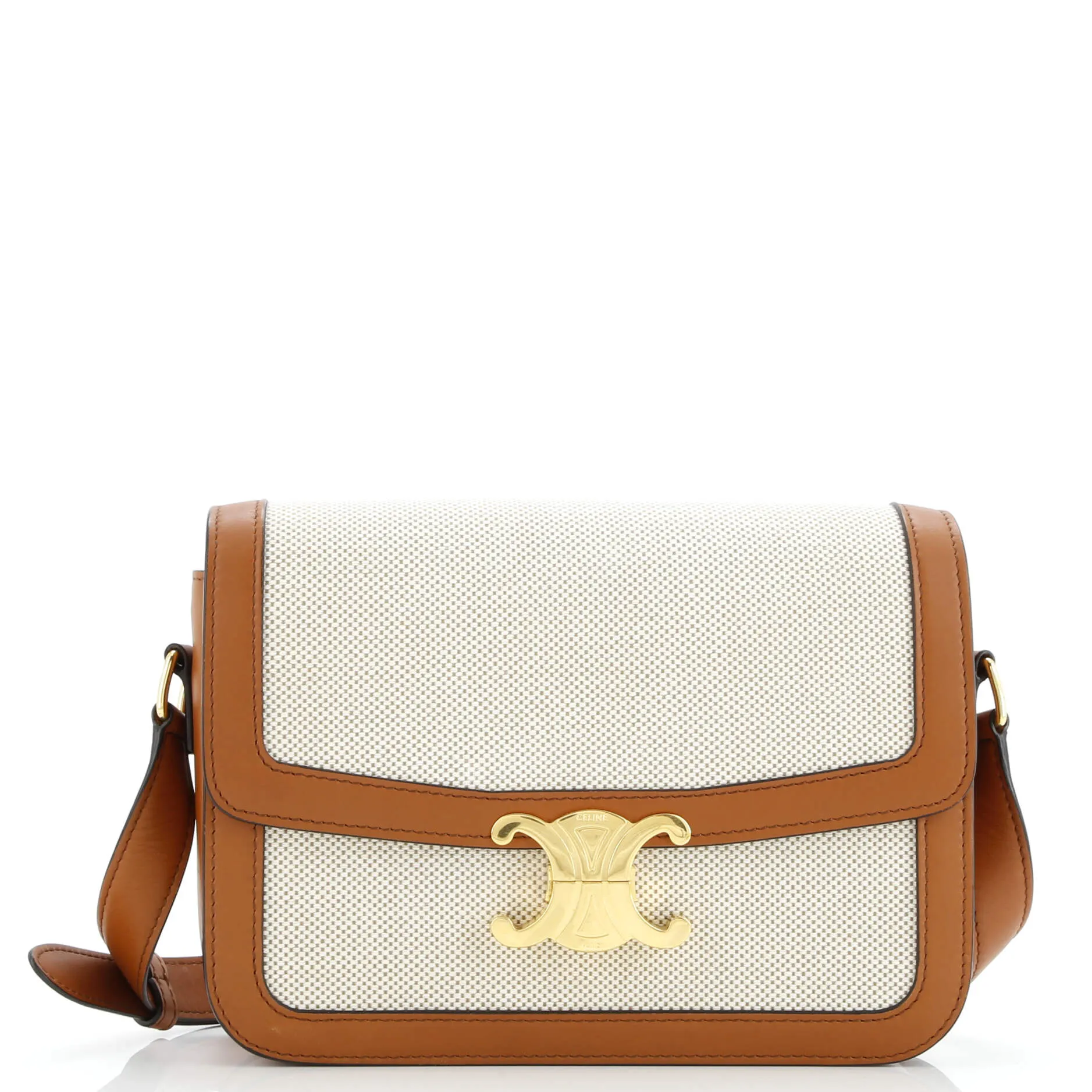 Pre-Loved Celine Triomphe Shoulder Bag Canvas with Leather Medium sold by Zulily