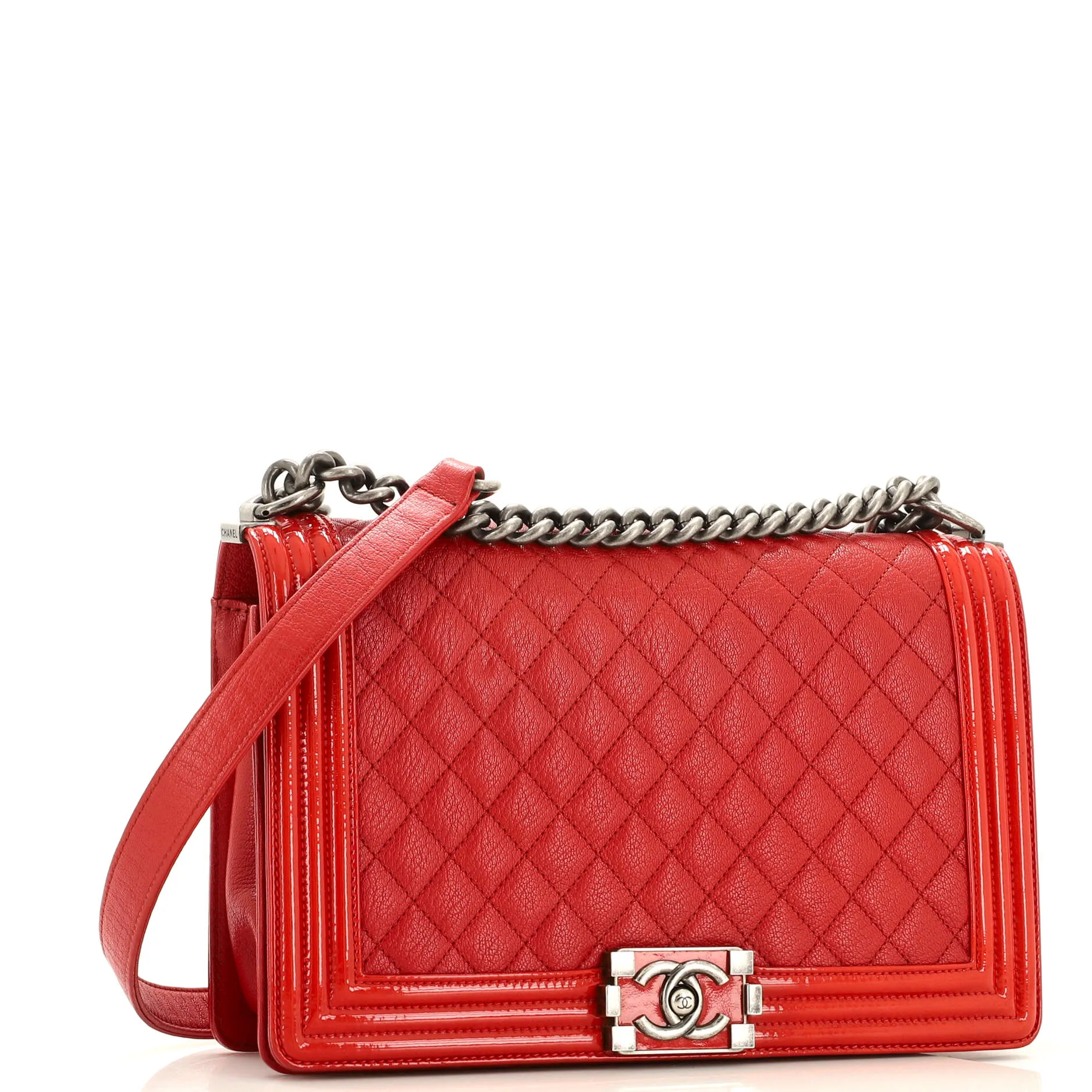 Pre-Loved Chanel Boy Flap Bag Quilted Goatskin with Patent New Medium sold by Zulily product image thumbnail 2