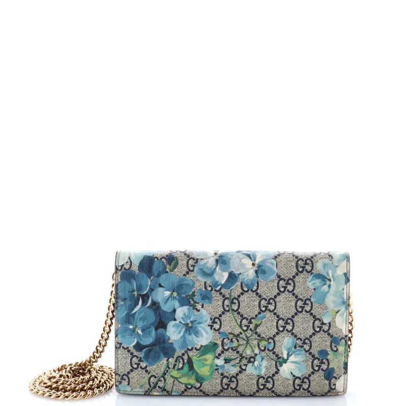 Pre-Loved Gucci Chain Wallet Blooms Print GG Coated Canvas sold by Zulily