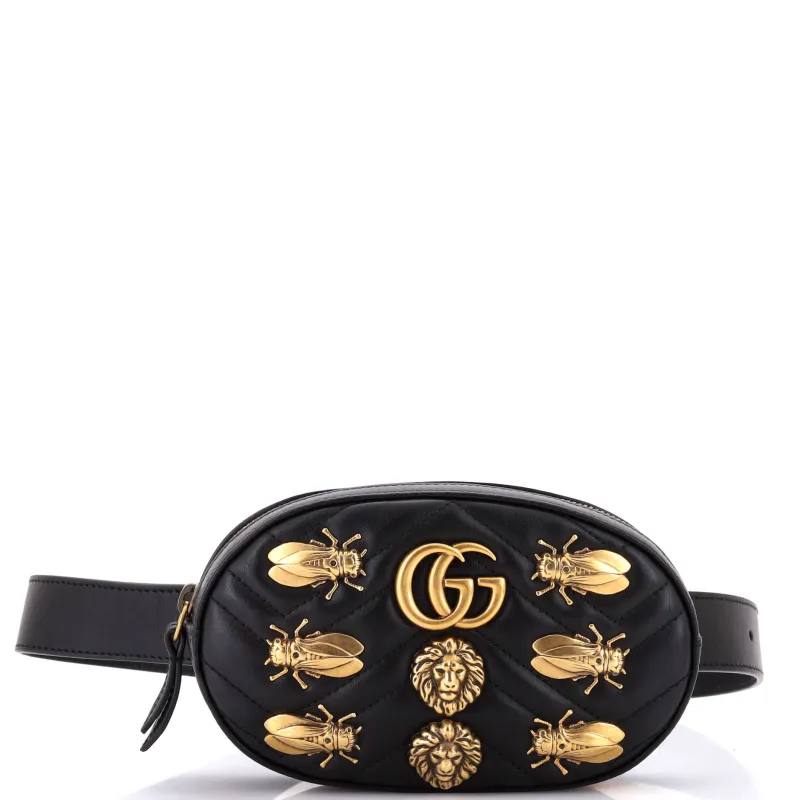 Pre-Loved Gucci GG Marmont Belt Bag Embellished Matelasse Leather sold by Zulily