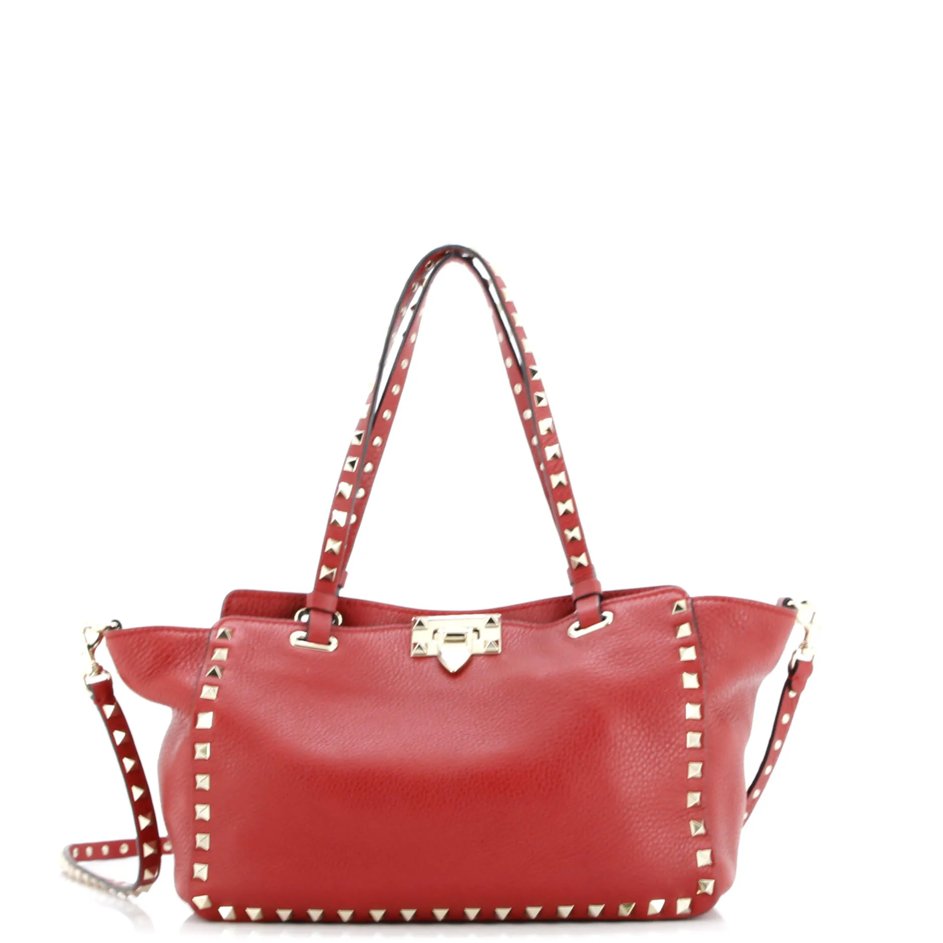 Pre-Loved Valentino Rockstud Tote Pebbled Leather Small sold by Zulily
