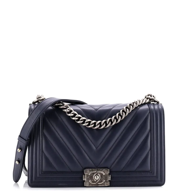 Pre-Loved Chanel Boy Flap Bag Chevron Lambskin Old Medium sold by Zulily