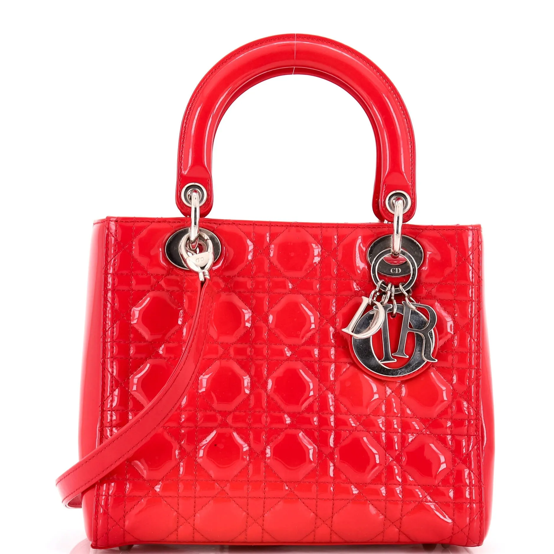 Pre-Loved Christian Dior Lady Dior Bag Cannage Quilt Patent Medium sold by Zulily