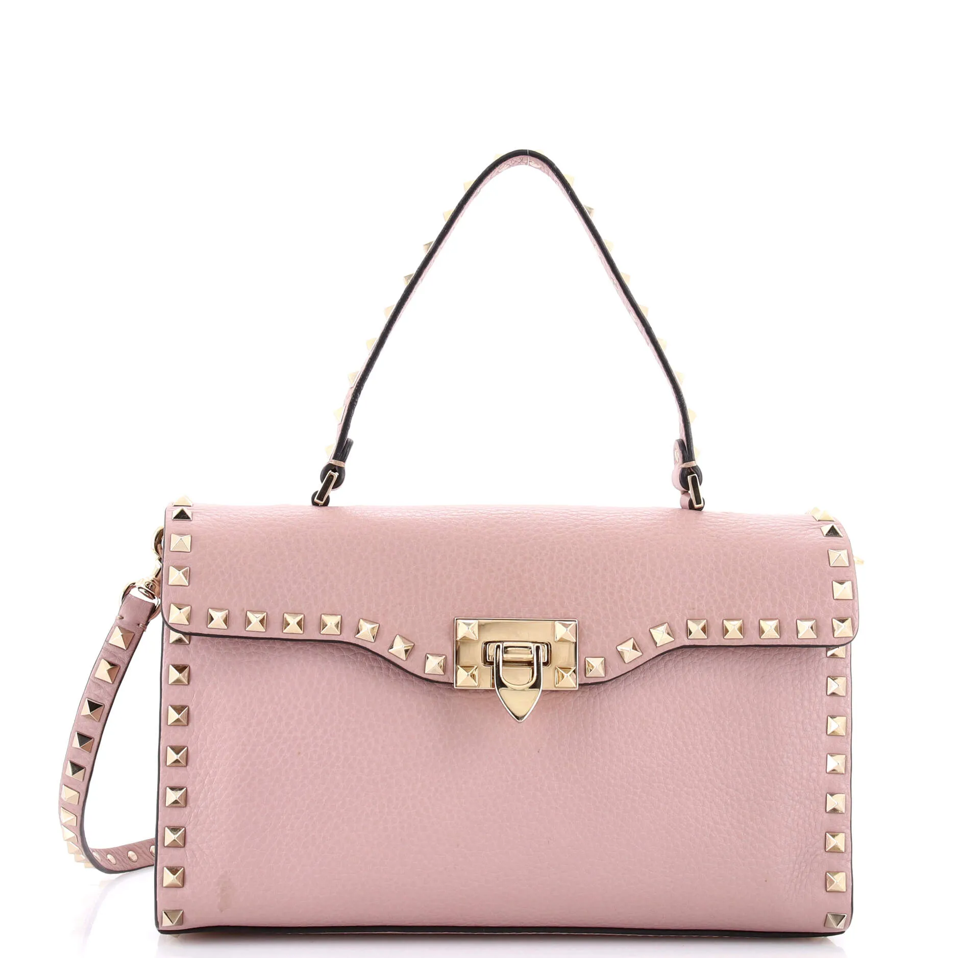 Pre-Loved Valentino Rockstud Flip Lock Flap Bag Leather Medium sold by Zulily
