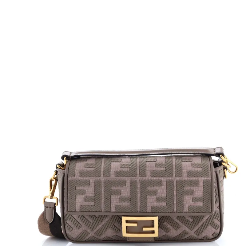 Pre-Loved Fendi Baguette NM Bag Zucca Embroidered Canvas Medium sold by Zulily