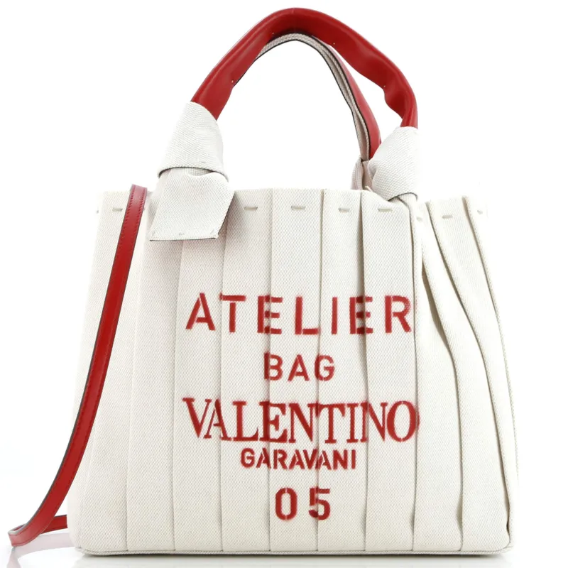 Pre-Loved Valentino Atelier 05 Tote Pleated Canvas Medium sold by Zulily