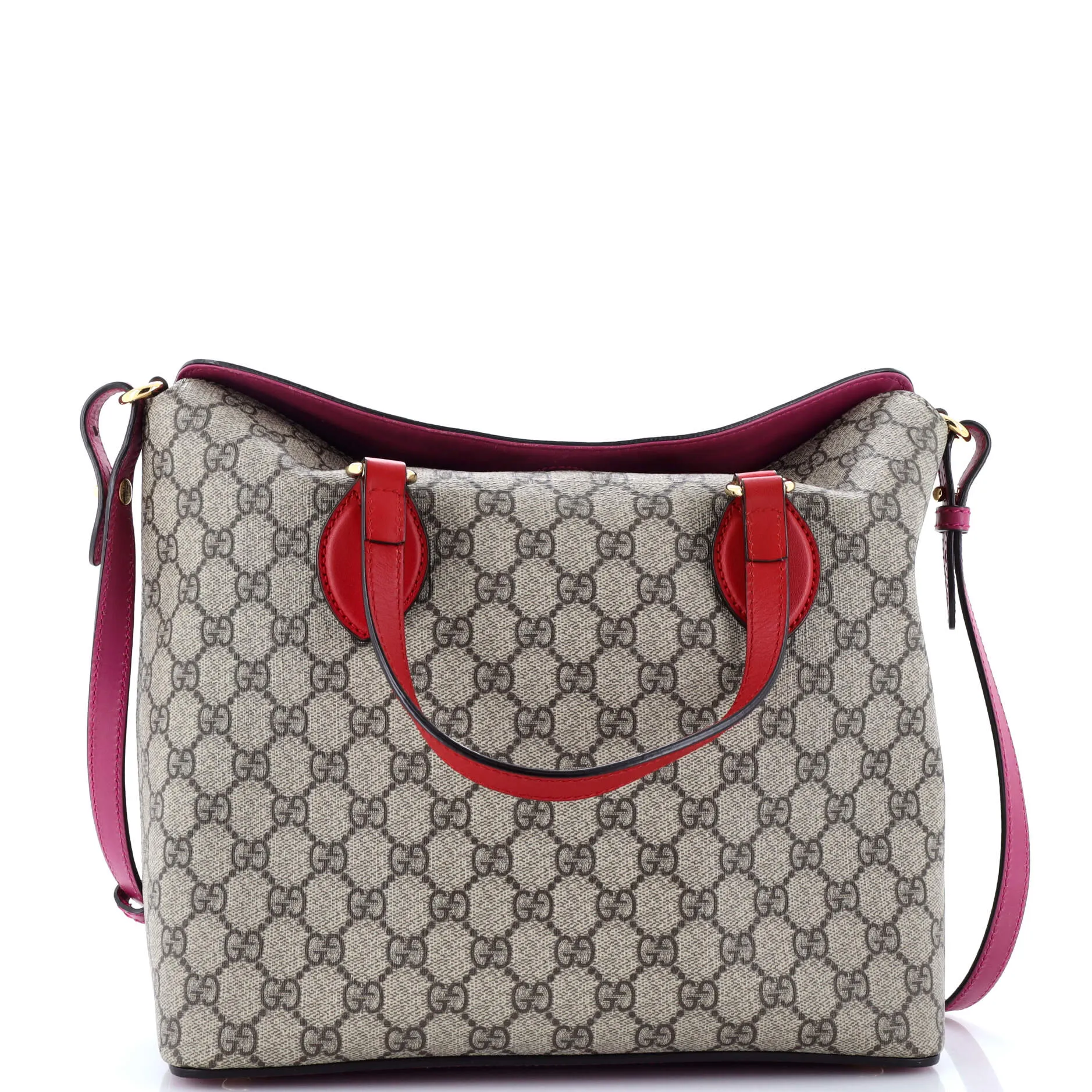 Pre-Loved Gucci Signature Fold Over Tote GG Coated Canvas Medium sold by Zulily