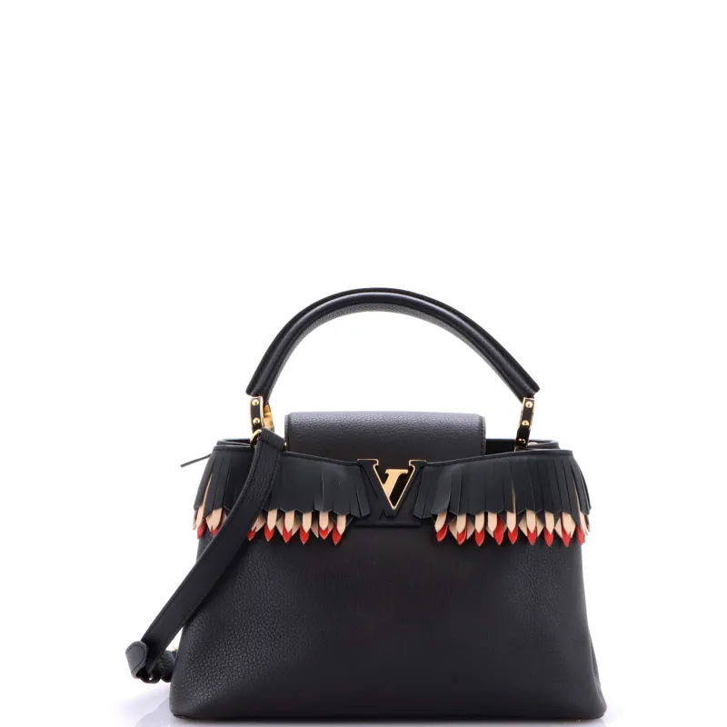 Pre-Loved Louis Vuitton Capucines Bag Leather with Fringe Detail PM sold by Zulily