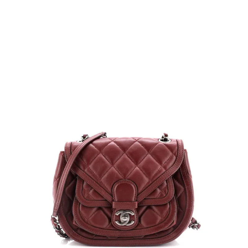 Pre-Loved Chanel Saddle Bag Quilted Calfskin Small made by Chanel