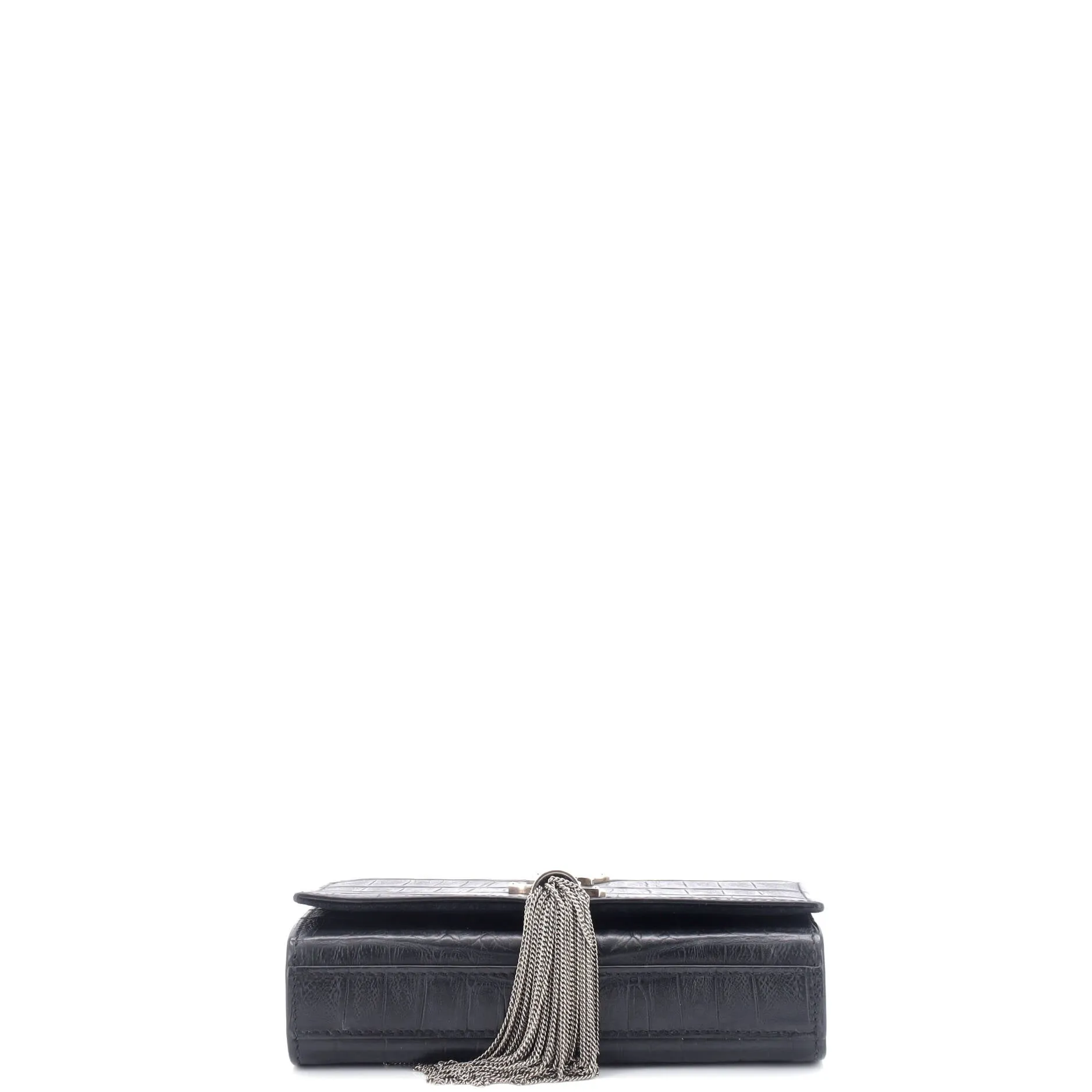 Pre-Loved Saint Laurent Classic Monogram Tassel Crossbody Bag Crocodile Embossed Leather Small sold by Zulily product image thumbnail 4