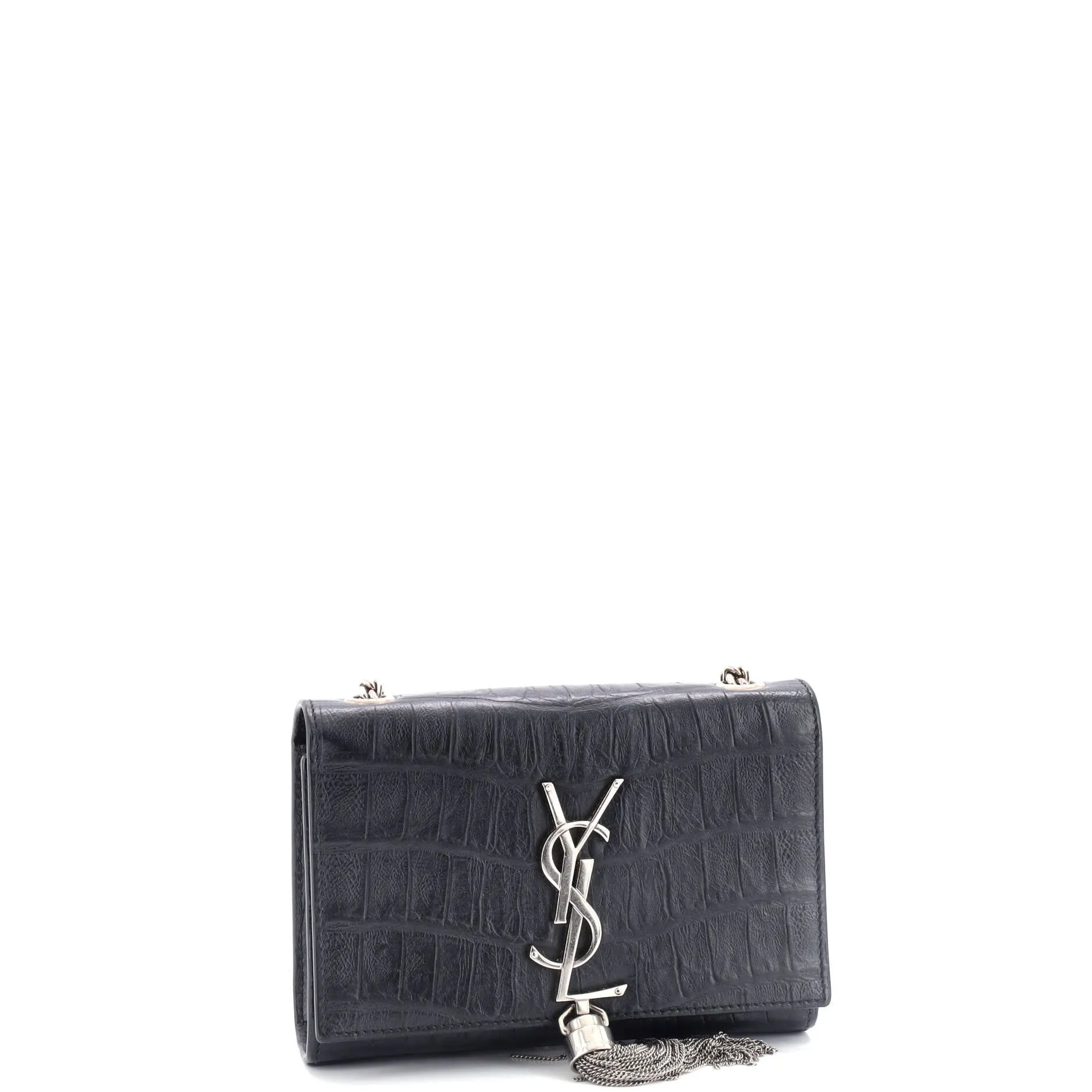 Pre-Loved Saint Laurent Classic Monogram Tassel Crossbody Bag Crocodile Embossed Leather Small sold by Zulily product image thumbnail 2