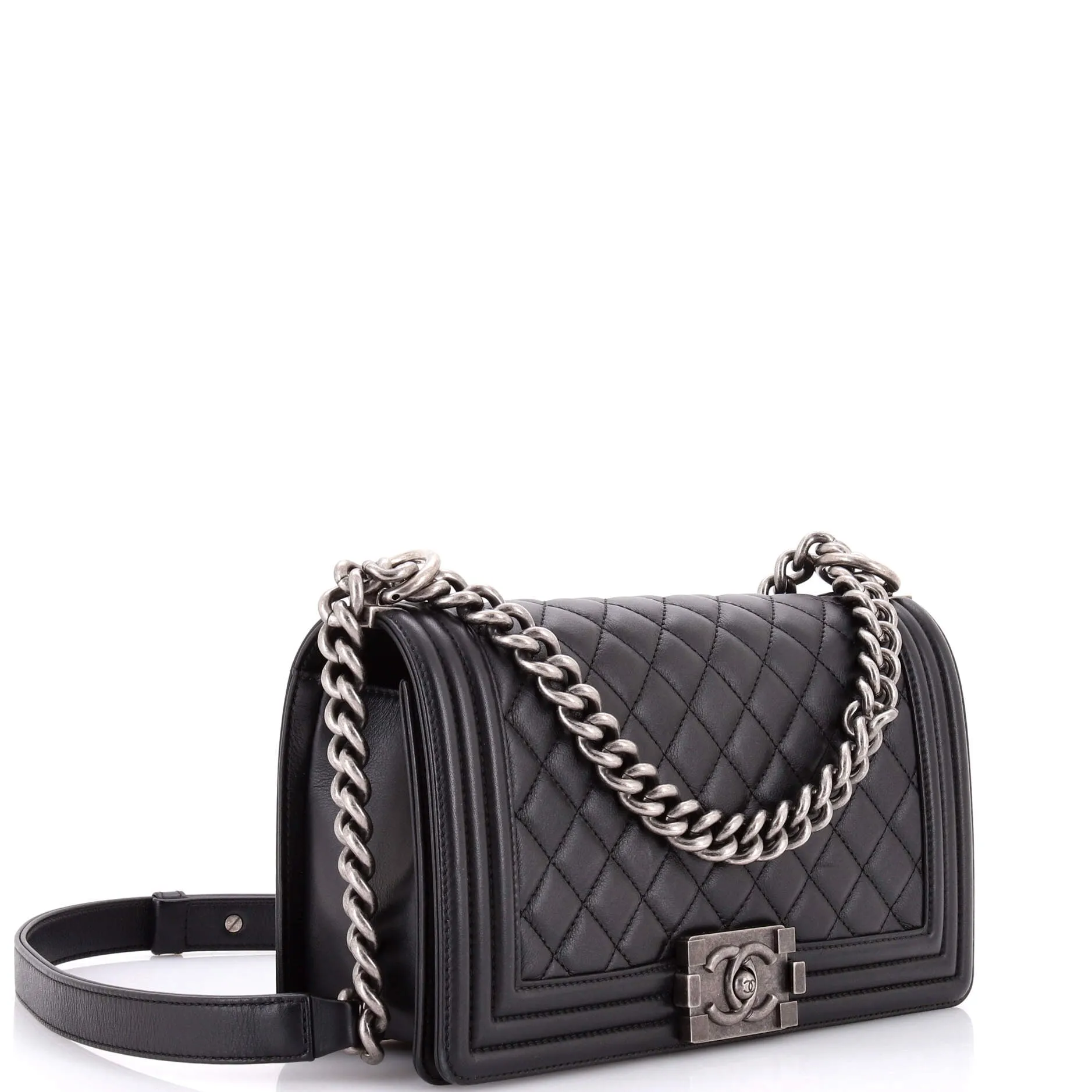 Pre-Loved Chanel Boy Flap Bag Quilted Calfskin Old Medium sold by Zulily product image thumbnail 3
